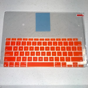 NEW Orange Silicone Skin Keyboard Cover & Screen Protector Apple MacBook Air 13" - Picture 1 of 1