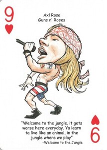 AXL ROSE Guns n' Roses Single Swap Playing Card - 1 card