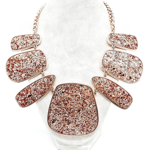 VETEMENTS Collana Aldo dichiarazione tono oro rosa finitura glitter regolabile 16 20"