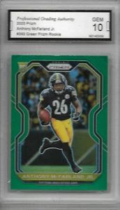 Steelers Anthony McFarland Jr. verde prisma cromo RC 2020 graduado PGA gema 10 #393 - Imagen 1 de 2