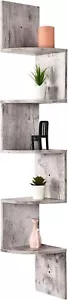 Corner Wall Shelf 5 Tier Floating Shelves Water Resistant Plastic Multi Function - Picture 1 of 16