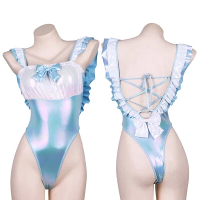 Japanese Girls Womens Cosplay Costume Swimwear Bow Swimsuits Leotards Sleepwear - Image 1 of 4