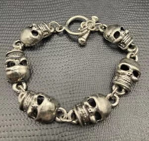 Klobiges Metallschädelarmband (Punk, Gothic, Halloween, Statement) - Bild 1 von 4