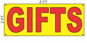 Giant GIFTS Banner Sign 2x5 Yellow & Red Bright High Visibility!  - Picture 1 of 2