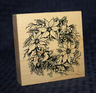 PSX Vintage - 1995 - Poinsettia Wreath - Mounted Wooden Stamp - G1512