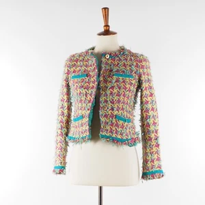 Moschino Boutique Vintage Women's Multicolor Tweed Blazer Jacket size US8 IT42 - Picture 1 of 10
