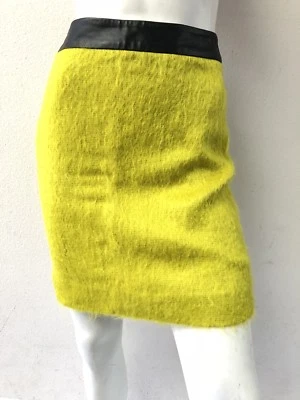 Minifalda Milly Original Nueva York Cinta Lana Mohair Borde en Contraste $280 Cuero Foto 1 de 4