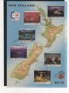 New Zealand 1995 Cities by Night Miniature Sheet for Jakarta95 Stamp Expo CTO - Picture 1 of 1