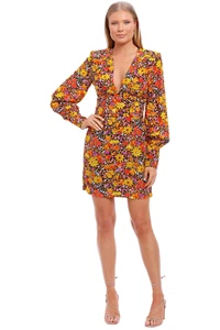 REBECCA VALLANCE 'Arles' Mini Dress Size 14 Long Sleeve Plunging Neckline BNWT - Picture 1 of 21