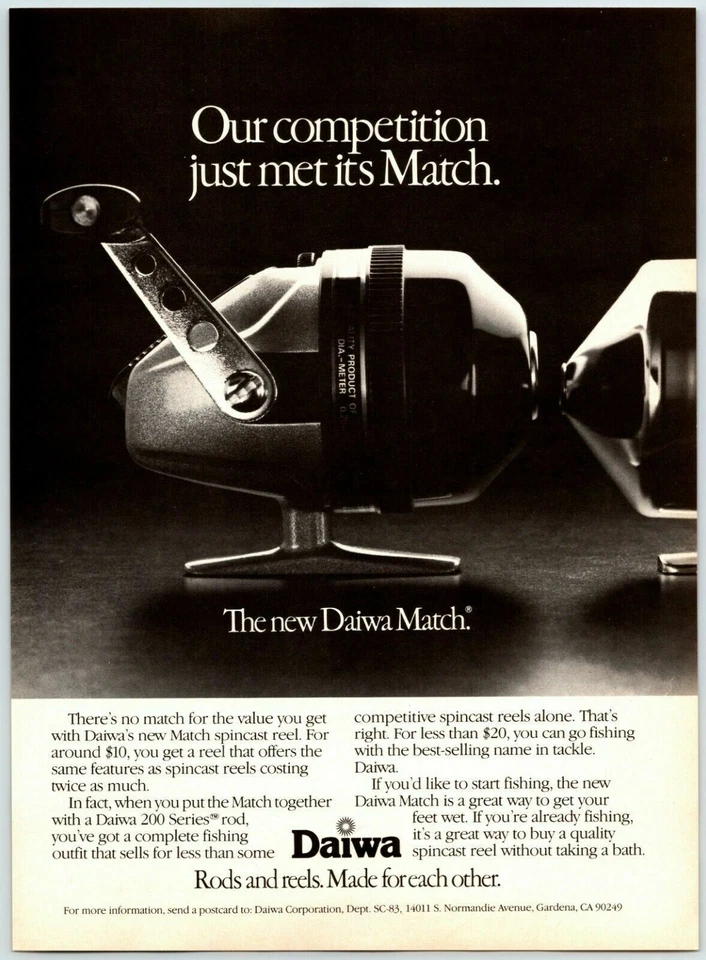 1980's Daiwa MatchFishing Reel Print Ad - Image 1 of 1