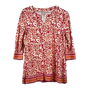 Coolibar SPF 50+ Tunic Dress Women's L Orange Red White Oceanside Tropical - Picture 1 of 9