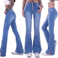Damen Jeans Hose Bootcut High Waist  Push Up Schlaghose Weites Bein Stretch H64