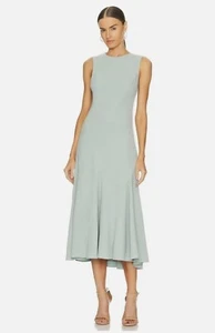 $525 Vestido THEORY Costura Curva Plateado Verde Como Nuevo Con Etiquetas Talla 6 - Imagen 1 de 12