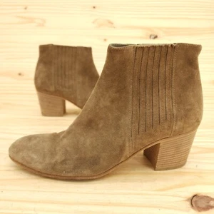 Vince Women's Ankle Boots Sz 10 Brown Suede Stacked Heel Western Boho Booties - Picture 1 of 10