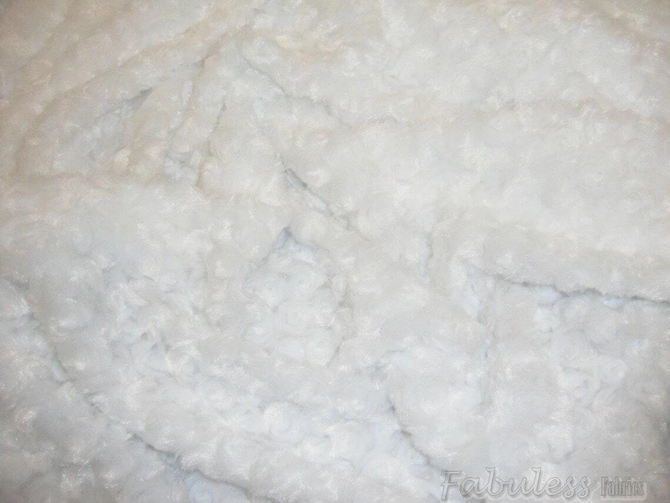 Minky WHITE Rosebud soft cuddle fabric by the yard