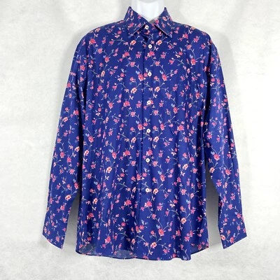 Camisa Alan River Para Hombre Grande Azul Rosa Abotonada Floral Mangas Largas Nueva Sin Etiquetas Foto 1 de 4