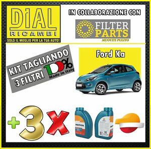 Kit Tagliando FILTRI 3Pz Ford KA II 1.2 8V  51 KW  69 HP 10/08  + OLIO