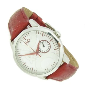 D&G Damen Armbanduhr DW0701 Edelstahl Leder Datum rot 5ATM Dolce Gabbana S21 - Bild 1 von 2