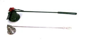 2 Candle Snuffers 1 Kokopelli Dancers Pewter & 1 Holly w/ Bells Christmas - Picture 1 of 8