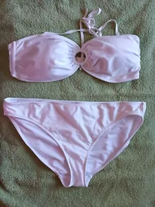 Juego de bikini George Oro Blanco Brillo NOVIA Almohadillas Extraíbles Cuello Halter Bandeau 20 - Imagen 1 de 8