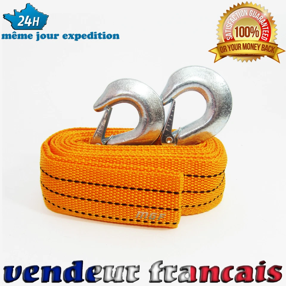 TOP QUALITE CORDE CABLE SANGLE DE REMORQUAGE VOITURE 2000 KG 2 t - Photo 1/2