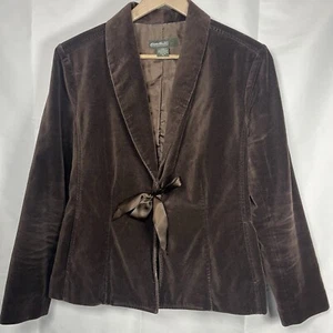 Eddie Bauer Samt Blazer Jacke Damen 14 Petite Brown vorne zum Binden 100% Baumwolle - Bild 1 von 4