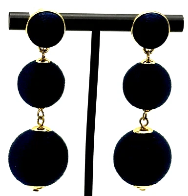 Aretes perforados BaubleBar 2 1/4" azul marino roscados en capas Foto 1 de 4