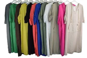 Linen Hoodie Maxi Dress For Summer Italian Lagenlook Women's Lightweight Maxi. - Picture 1 of 22