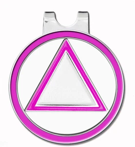 C/T Golf Ball Marker w/ Magnetic Hat Clip Pink/ WHITE & SILVER - Recovery AA  - Picture 1 of 4