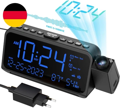 ROCAM Radiowecker Mit Projektion, Projektionswecker Für Schlafzimmer, Wecker Dig - Bild 1 von 4