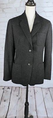 NUEVO Chaqueta Talbots Donegal Blazer Negro Manchado Lana Viscosa Nylon Seda Talla 10 Foto 1 de 4