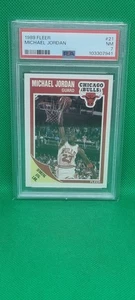PSA 7 1989 Fleer Michael Jordan # 21 CHICAGO BULLS NEAR MINT Vintage Graded NBA  - Foto 1 di 6