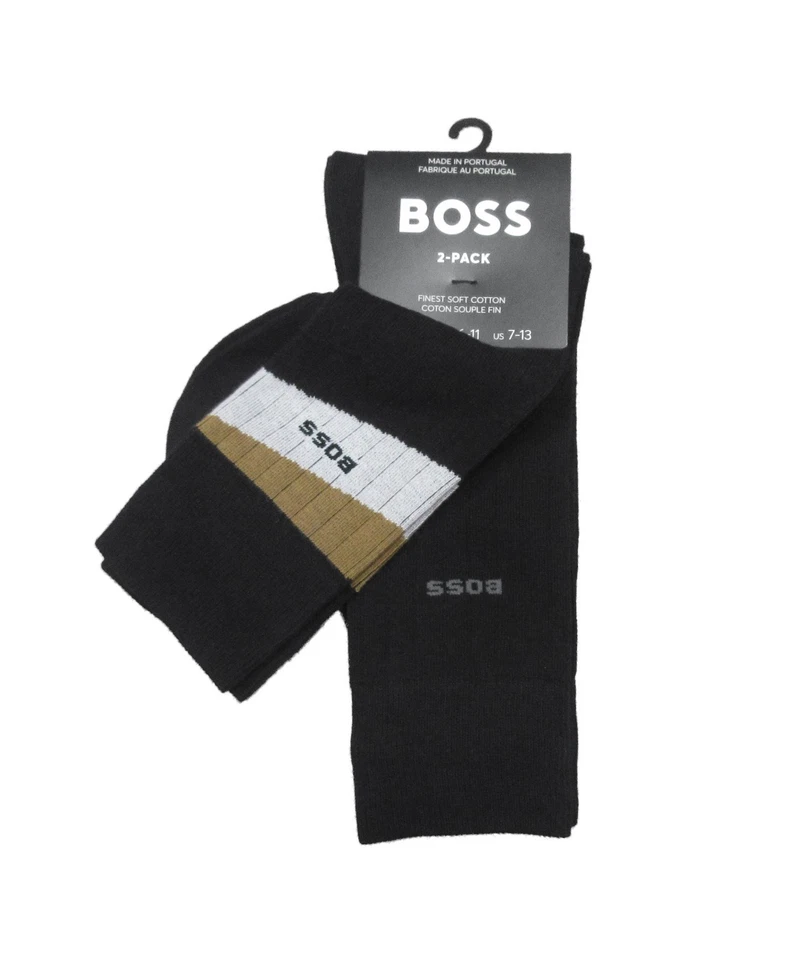 Boss Men's Black Ribbed Logo Graphic 2 Pack Dress Socks Size 7-13 - Image 1 of 1