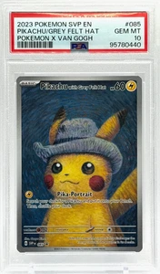 Pokemon Pikachu Grey Felt Hat 085 Van Gogh Promo PSA 10 Gem Mint - Picture 1 of 2