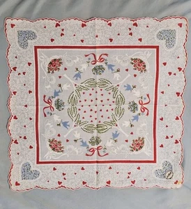 Vintage Heart Hankerchief Valentine Hanky Carol Stanley - Picture 1 of 4