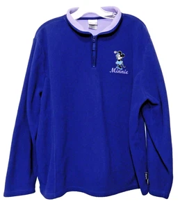 Vintage Disney Fleece 1/4 Zip Top Womens XL Blue Embroidered Minnie Sweatshirt - Picture 1 of 10