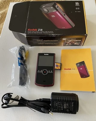 Kodak  Zi8 Raspberry Pocket Video Camera Open Box includes 8GB SD card and AV - Image 1 of 4