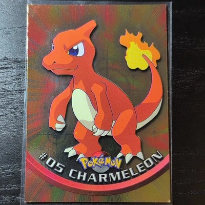 Serie de animación de televisión Topps Pokemon 1999 1 Charmeleon #05 logotipo azul holográfico lámina Foto 1 de 4