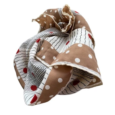 Vintage 70s Polka Dot Stripe Rectangle Scarf Lightweight Multicolor Bandana - Image 1 of 4