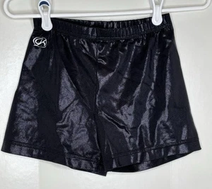 GK Elite Adult Large L AL Black Foil Gymnastics Dance SHORTS - Picture 1 of 5