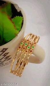 Indian Gold Plated Bangles Ethnic Traditional Wedding Jewelry Set (4Pcs) - Picture 1 of 2