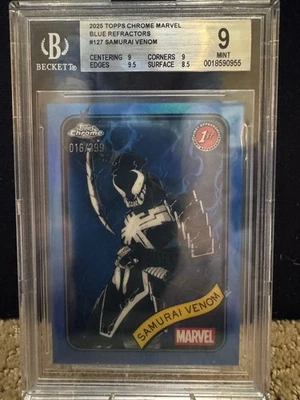 2025 TOPPS CHROME MARVEL SAMURAI VENOM #127 BLUE REFRACTOR-BGS 9 - Image 1 of 2