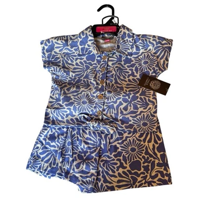 Vince Camuto Niños 2 Piezas Conjunto Niñas Talla 5 Skort y Top Azul Blanco Mezcla de Lino Foto 1 de 4