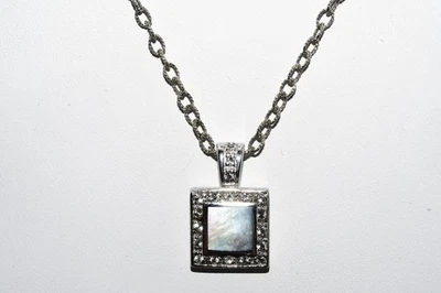 $395 .925 Sterling Silver 1.40CT Natural Mother Pearl & Topaz Cluster Necklace - Image 1 of 4