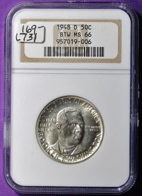 1948-d Booker T. Washington Half.  Commemorative.  In NGC Holder.  MS66.  L731 - Image 1 of 2
