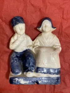 Vintage Delft Porcelain Blue and White Dutch Couple 3” Tall - Picture 1 of 4