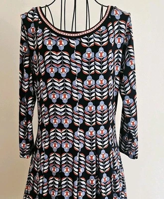 Max Edition by Max Studio Navy Red White Blue Geo Pattern Midi Dress, Sz Medium - Image 1 of 4