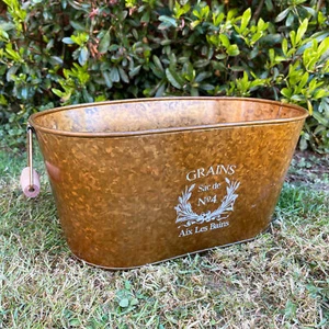 Antique Brass Tin Metal Tough Window Box Garden Plant Flower Herb Planter 37cm - Picture 1 of 3