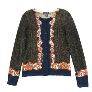 LORD & TAYLOR 100% Extra Fine Merino Wool Sweater Cardigan Size MEDIUM - Picture 1 of 6