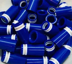 (12) Premium Quality Iron Ferrules Blue w/ White & Silver Rings 1” - Picture 1 of 1